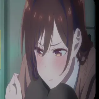 🙁 Anime, Cô gái, Hoạt hình, Buồn, Suy nghĩ, Rent-A-Girlfriend, Chizuru Ichinose whatsapp sticker