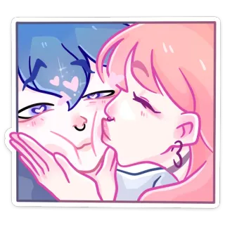 😘 bisou, amour, mignon, couple, dessin animé, affection, romance whatsapp sticker