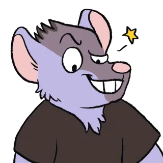 😉 dibujo animado, rata, animal, antropomórfico, personaje, morado, lindo whatsapp sticker