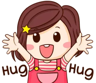 🙌 Hug Hug abrazo, dibujos animados, lindo, chica, amor, cariño telegram sticker