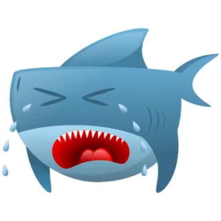 😭 鲨鱼, 哭泣, 表情符号, 难过, 动物, 卡通 telegram sticker