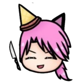😈 アニメ, ナイフ, パーティー, ピンク髪, 猫耳 telegram sticker