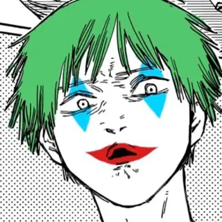 🤡 joker, clown, makeup, green hair, anime telegram sticker