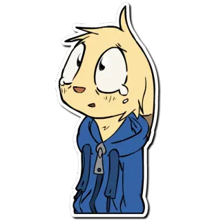 😥 卡通, 悲伤, 哭泣, 角色, 贴纸, 蓝色, 眼睛 telegram sticker