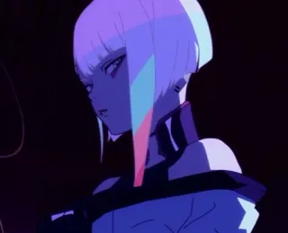 🙁 Lucy Kushinada Cyberpunk: Edgerunners อนิเมะ, ไซเบอร์พังก์, ผู้หญิง, เอดจ์รันเนอร์ส, ลูซี่ telegram sticker