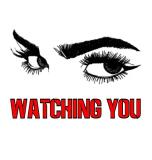 🙄 WATCHING YOU yeux, regard, texte rouge, sourcils, flippant telegram sticker