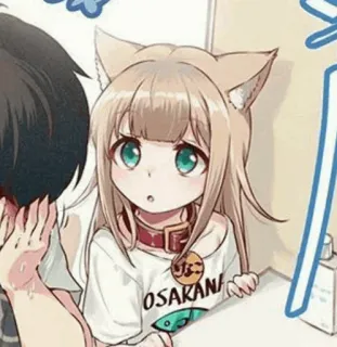 🧡 OSAKANA dziewczyna anime, kocie uszy, obroża, słodkie, kawaii telegram sticker