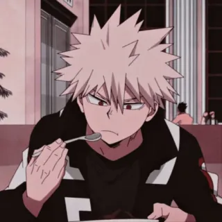 💥 Bakugo Katsuki My Hero Academia anime, my hero academia, bakugo, katsuki, eating, manga, character telegram sticker