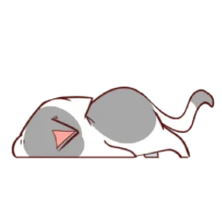 😕 cat, laying, lazy, relaxed, cute, cartoon telegram sticker