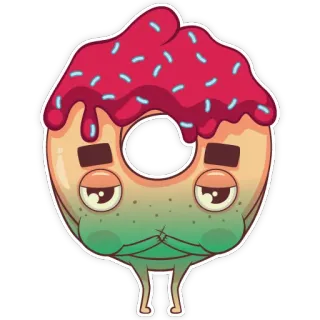 🤐 donat, kawaii, imut, makanan penutup, manis, makanan, kartun, karakter telegram sticker