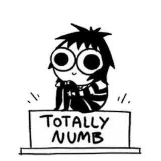 😊 Totally NUMB Cartone animato, Intorpidito, Emozionale, Triste, Disegno, Bianco e nero telegram sticker