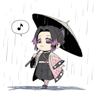 🌧 Shinobu Kocho Demon Slayer Shinobu Kocho, Demon Slayer, Anime, Chibi, Ombrello, Pioggia telegram sticker