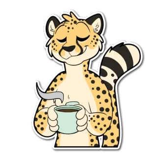 ☕️ 치타, 퍼리, 의인화, 커피, 차, 동물 telegram sticker