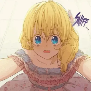 🌸 SNIFF... anime, llorando, triste, chica, lágrimas, rubia whatsapp sticker