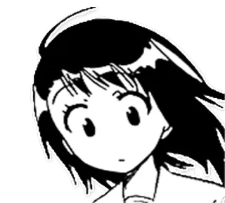 😧 garota anime, mangá, preto e branco, desenho animado telegram sticker