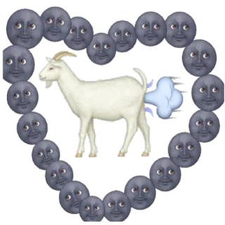 💔 capra, facce lunari, forma di cuore, animale, divertente telegram sticker