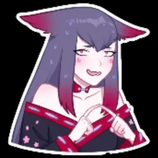 😵‍💫 fille anime, fille renarde, gênée, mignon, rougir, cheveux violets telegram sticker