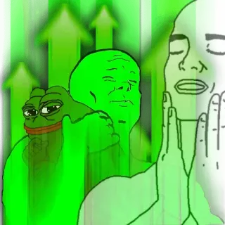 👨‍🎓 Pepe the Frog pepe, meme, frosch, internetkultur, pfeil nach oben, grün telegram sticker