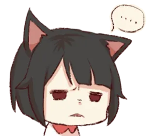 😟 ... кот, уши, мультфильм, аниме, милый, смущенный telegram sticker