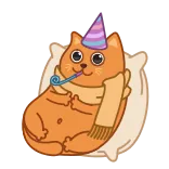 🥳 cat, party, birthday, celebration, hat, festive whatsapp sticker