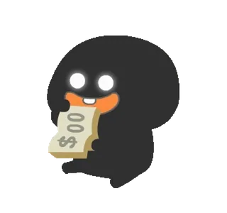 💴 Cartoon, Figur, Schwarz, Geld, Währung, Diebstahl telegram sticker
