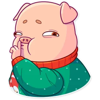🤫 babi, binatang, kartun, imut, sweter, jari, sst telegram sticker