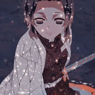 ⭐ Shinobu Kocho Demon Slayer anime, shinobu kocho, demon slayer, butterfly, sword, sparkle whatsapp sticker