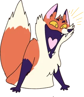 😍 キツネ, アニメ, 動物, ハート, かわいい, オレンジ telegram sticker