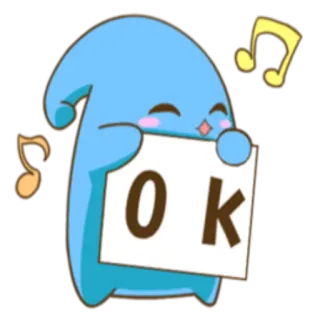 👌 OK imut, ok, persetujuan, biru, hantu, not musik whatsapp sticker