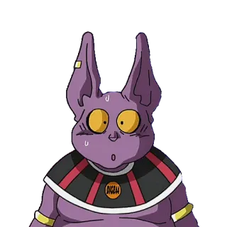 😳 Beerus Dragon Ball Anime, Manga, Kucing, Ungu, Dewa Kehancuran, Dragon Ball Super whatsapp sticker