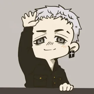 ⚜ Anime, Charakter, Ohrring, Cartoon, Welle, Kreuz telegram sticker
