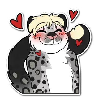 ❤ Furry, Antro, Amore, Cuori, Leopardo delle nevi, Carino telegram sticker