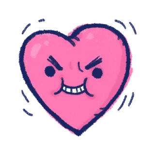 ❤ 하트, 화난, 만화, 분홍색, 이모티콘, 사랑 telegram sticker