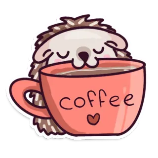 ☕️ coffee เม่น, กาแฟ, น่ารัก, สัตว์, คาวาอิ telegram sticker