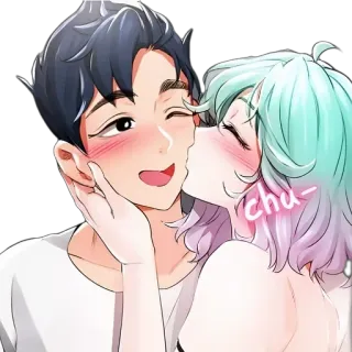 💋 chu~ pocałunek, romans, miłość, para, anime, manga, uczucie telegram sticker