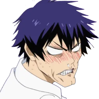 😳 Anime, Homme, En colère, Dessin animé, Visage, Expression telegram sticker
