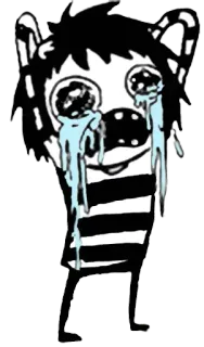 😭 crying, sad, tears, cartoon, black and white, illustration telegram sticker