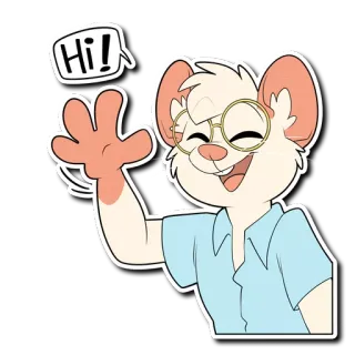 👋 Hi! Desenho animado, Rato, Animal, Óculos, Amigável, Saudação telegram sticker