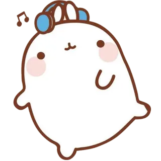 💃 rabbit, cute, headphones, music, molang telegram sticker