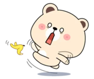 😄 bear, sticker, cartoon, shocked, banana peel, funny telegram sticker