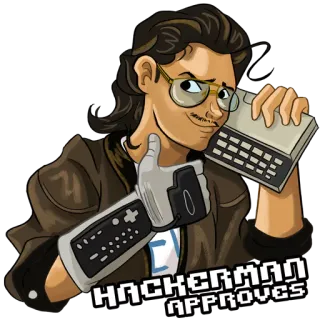 👍 HACKERMAN APPROVES Hackerman, Aprobado, Retro, Ordenador, Años 80, Cyberpunk telegram sticker