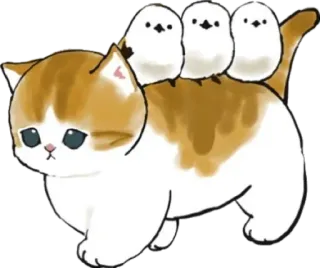 🦉 kucing, anak kucing, burung, hewan, lucu, kartun telegram sticker