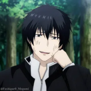 🎲 @Fushiguro_Megumi аниме, улыбается, черные волосы, мужчина, Фушигуро Мегуми, персонаж telegram sticker