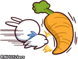 👊 @MHStickers Hase, Kaninchen, Karotte, Cartoon, Aufkleber, Süß, Tier, Gemüse telegram sticker