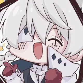 😊 anime, cartoon, cute, kawaii, sticker, white hair telegram sticker