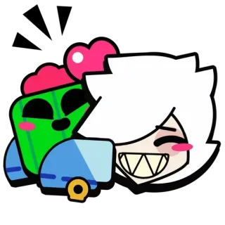 🎭 Spike Brawl Stars cactus, abbraccio, Colette, gioco, Brawl Stars, personaggio telegram sticker