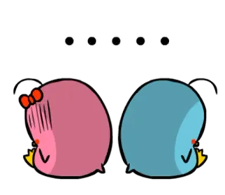 😔 Desenho animado, Fofo, Adorável, Rosa, Azul telegram sticker