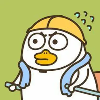 🐣 การ์ตูน, เป็ด, ก่อสร้าง, หมวกนิรภัย, เหงื่อ, โกรธ, คนงาน telegram sticker