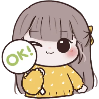 🍓 OK! dễ thương, anime, gái, OK, đồng ý, kawaii whatsapp sticker