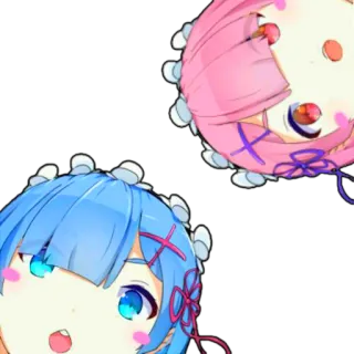 👀 Rem and Ram anime, manga, cartoon, Rem, Ram, cute, fanart telegram sticker